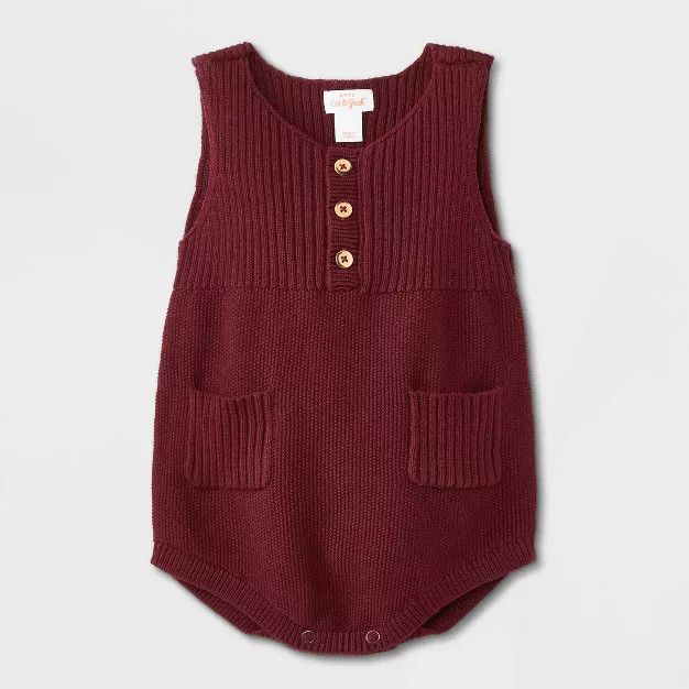Baby Boys' Bubble Sweater Romper - Cat & Jack™ Maroon | Target