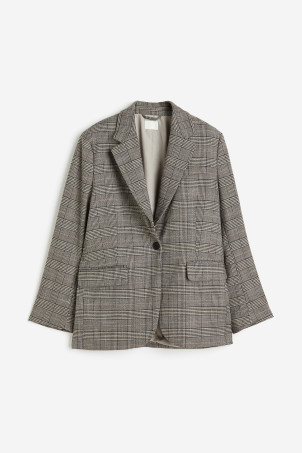 Oversized blazer - Beige/Checked - Ladies | H&M US | H&M (US + CA)