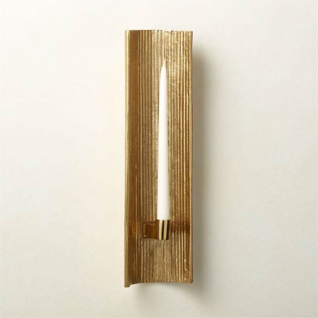Ripple Brass Wall Sconce Taper Candle Holder - CB2 | Havenly | Havenly