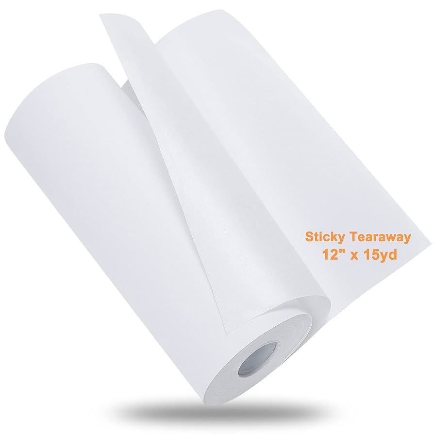 New brothread Sticky Self-Adhesive Tear Away Embroidery Stabilizer Backing 12" x 15 Yd roll - Med... | Amazon (US)