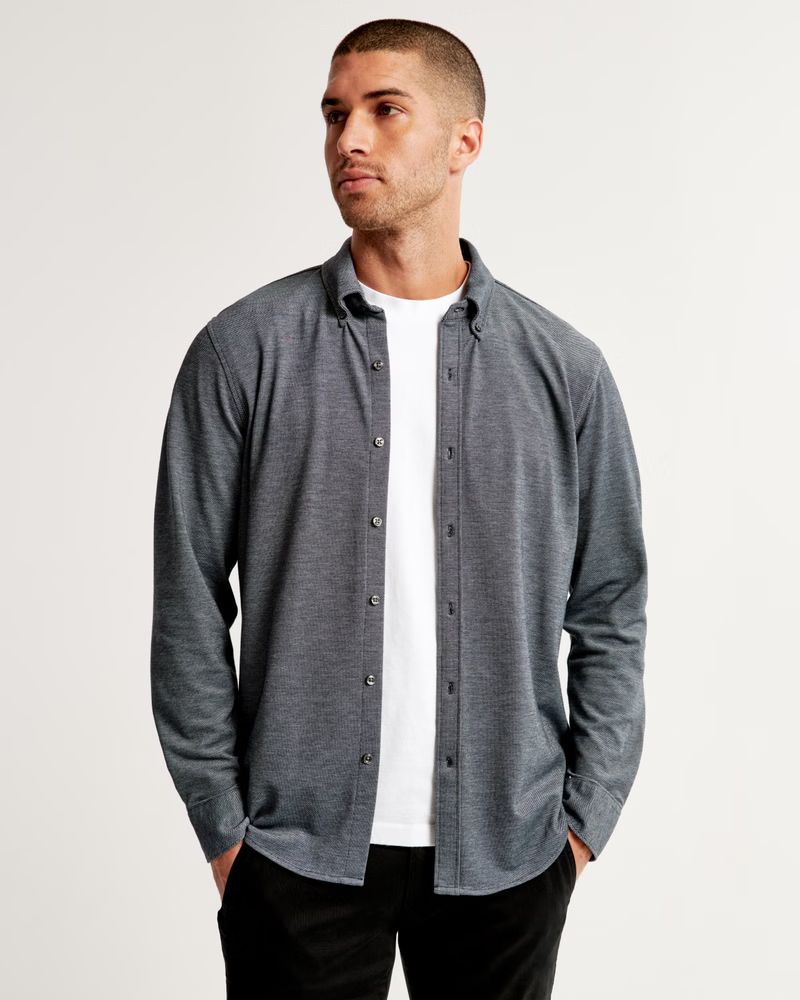 Long-Sleeve Performance Button-Up Shirt | Abercrombie & Fitch (US)