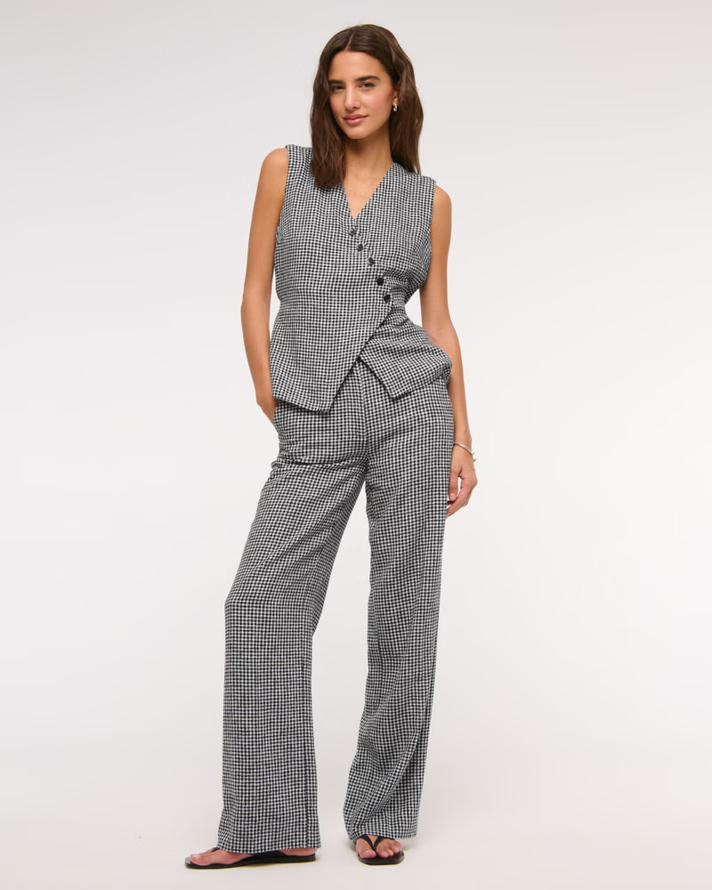 Asymmetrical Linen-Blend Vest | Abercrombie & Fitch (US)