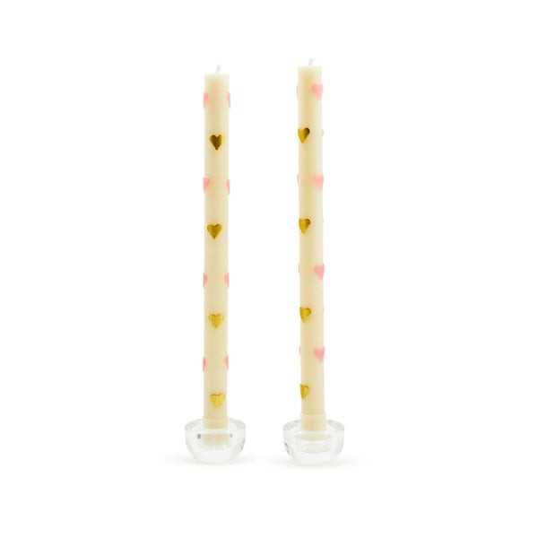 MacKenzie-Childs Pink Hearts Dinner Candles | MacKenzie-Childs