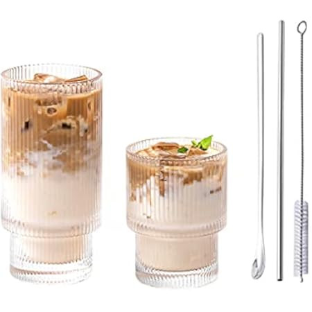 Greenline Goods Ripple Drinking Glasses - 12 oz Modern Kitchen Glassware Set - Unique Vintage Cups F | Amazon (US)