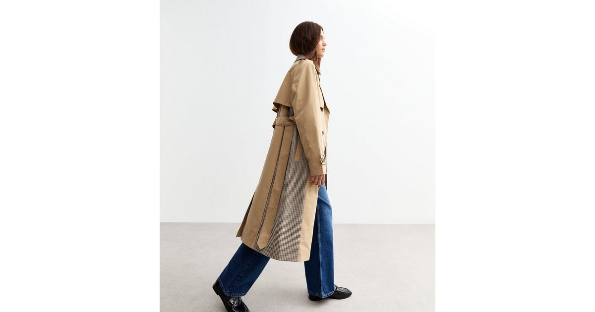 Beige Check Trimmed Trench Coat | New Look | New Look (UK)