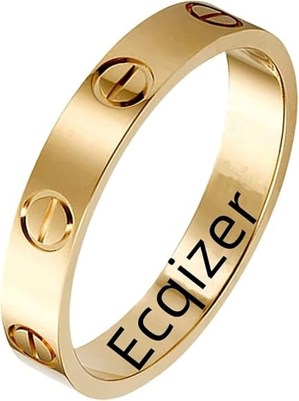 Ecqizer Love Rings Titanium Steel Promise Best Gifts for Men Women Girls Wedding Engagement Valen... | Amazon (US)