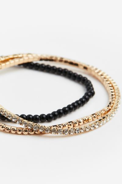 3-pack Bracelets - Gold-colored/black - Ladies | H&M US | H&M (US + CA)