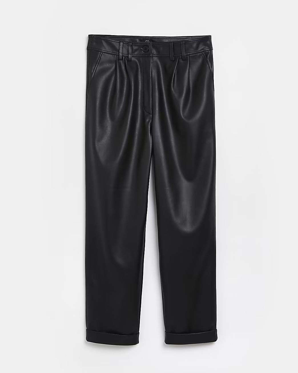 Black faux leather high waisted trousers | River Island (UK & IE)