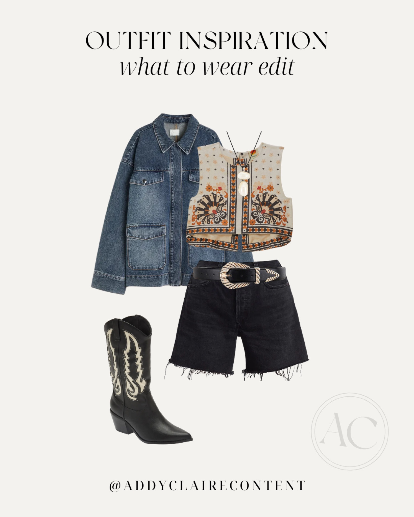 Country Concert Summer Outfit

Western top/ denim outfit/ affordable black belt/ denim shorts outfit idea/tall cowboy boots/ black boots/ pattern cowboy boots/ womens cowboy boots/ Zach Bryan concert outfit/ Women's cowboy boots/ country concert outfit ideas/ country concert fits/ country concert outfit/ Nashville outfit/ Morgan wallen concert outfit/ Luke combs concert outfit/ Riley green concert outfit/ costal cowgirl/ western outfit inspo/ Amazon country concert/ festival outfits/ 2024 festival fits/ denim jacket outfit

#LTKSeasonal #LTKStyleTip #LTKFestival