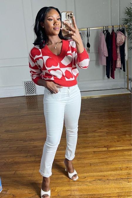 The cutest red sweater for Valentine’s Day from @WalmartFashion. It runs true to size, I'm wearing a size small. #WalmartPartner #WalmartFashion 

