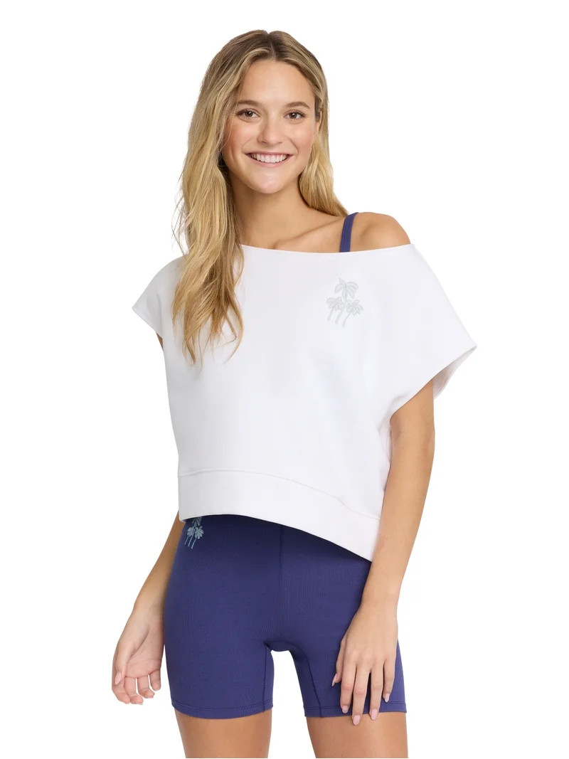 Mills by Millie Bobby Brown Women's Off Shoulder Short Sleeve Sweatshirt, XXS-XXL | Walmart (US)