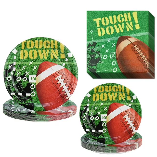 Football Party Plates and Napkins for Super Bowl Soccer Disposable Party Plates Set Football Them... | Walmart (US)
