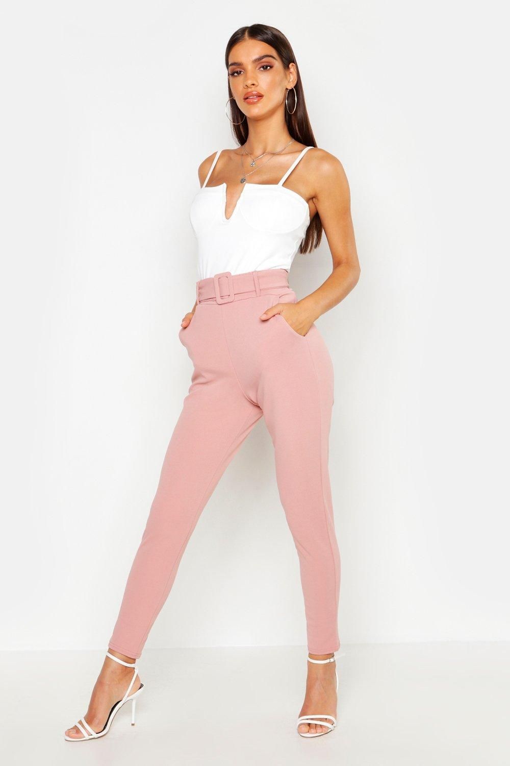 Belted Slim Fit Trousers | Boohoo.com (UK & IE)