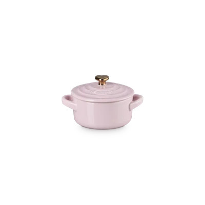 Le Creuset Stoneware Mini Round Cocotte With Gold Heart Knob, 8 Oz. - Chiffon Pink | Wayfair North America
