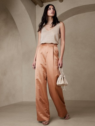 Brigitte Straight Satin Pant | Banana Republic (US)