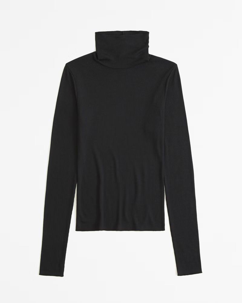 Women's Long-Sleeve Featherweight Rib Turtleneck Top | Women's New Arrivals | Abercrombie.com | Abercrombie & Fitch (US)