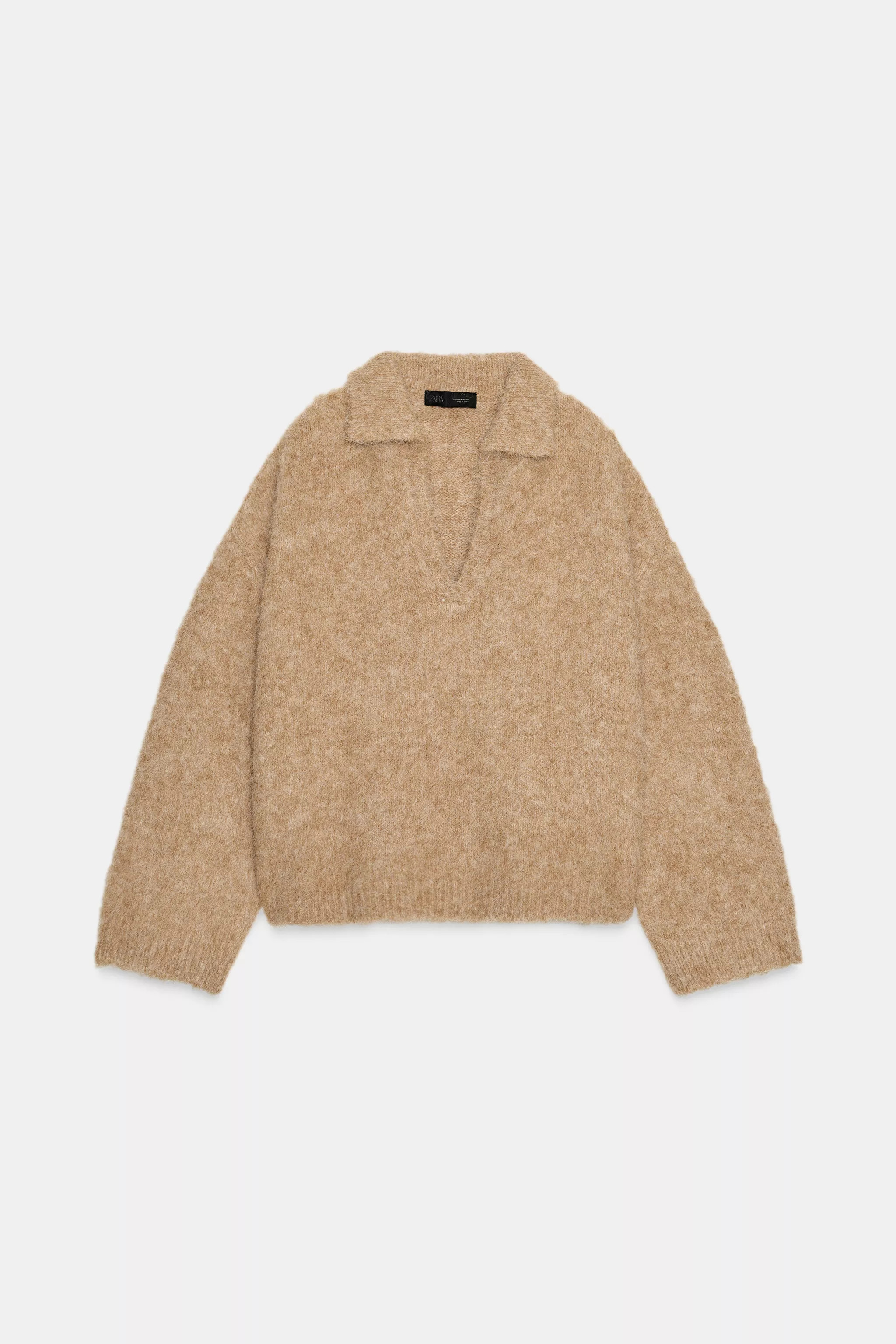 BRUSHED EFFECT KNIT POLO JUMPER | Zara Canada