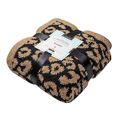 bearberry Fuzzy Leopard Knitted Throw Blanket Soft Cozy Warm Microfiber Blanket for Couch Sofa Bed Travel (Leopard, 51"x70") | Amazon (US)