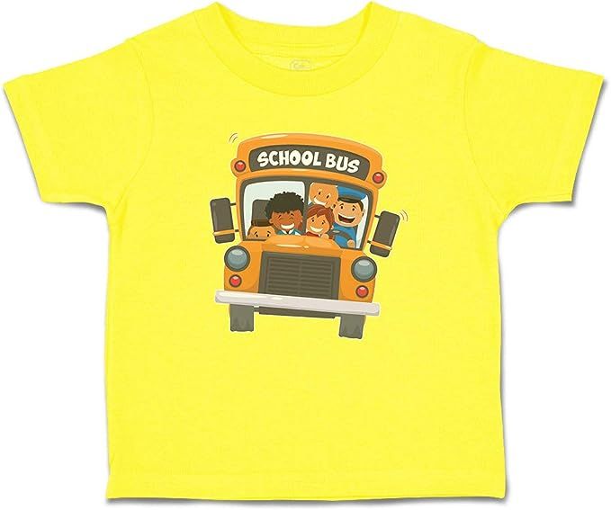 Custom Toddler T-Shirt School Kids Riding A Bus Cotton Boy & Girl Clothes | Amazon (US)