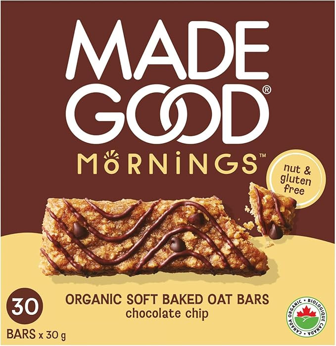 MadeGood Mornings Soft Baked Breakfast Bars, Chocolate Chip, 1.06 Oz (30 Count) Gluten Free Snack... | Amazon (US)