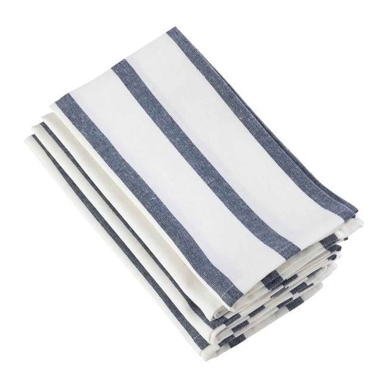 SARO  20 in. Square Striped Printed Design Cotton Napkin  Navy Blue - Set of 4 | Walmart (US)