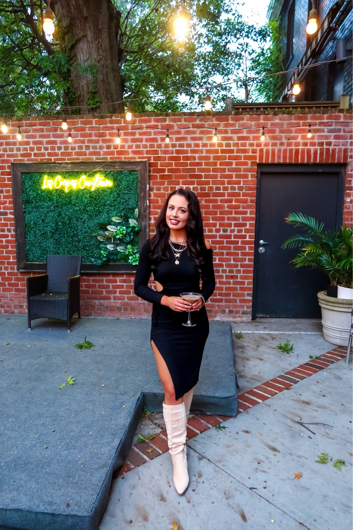 Under $10 Amazon one shoulder ribbed cutout midi dress (small, 3 colors), under $50 Amazon suede boots (tts), under $15 Amazon gold chain necklace set #founditonamazon 

#LTKHalloween #LTKSaleAlert #LTKFindsUnder50