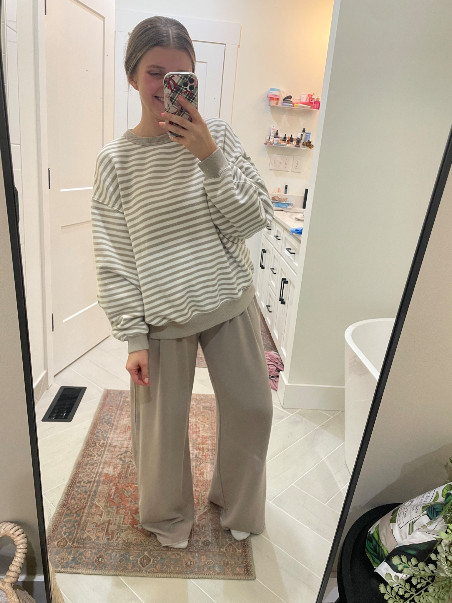 Living in cozy/comfy fits this time of year. 