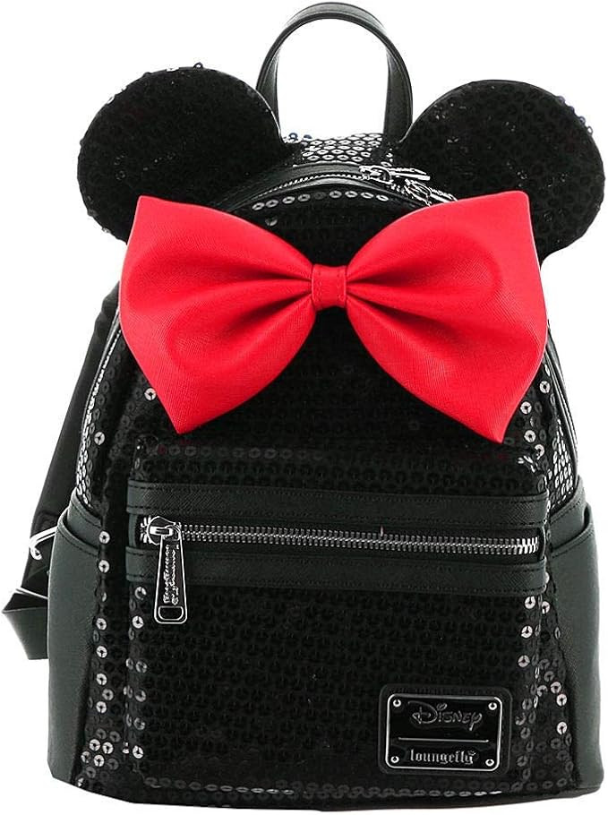 Loungefly Disney Minnie Sequin Mini Backpack Black-Red, Black, Size One Size | Amazon (US)