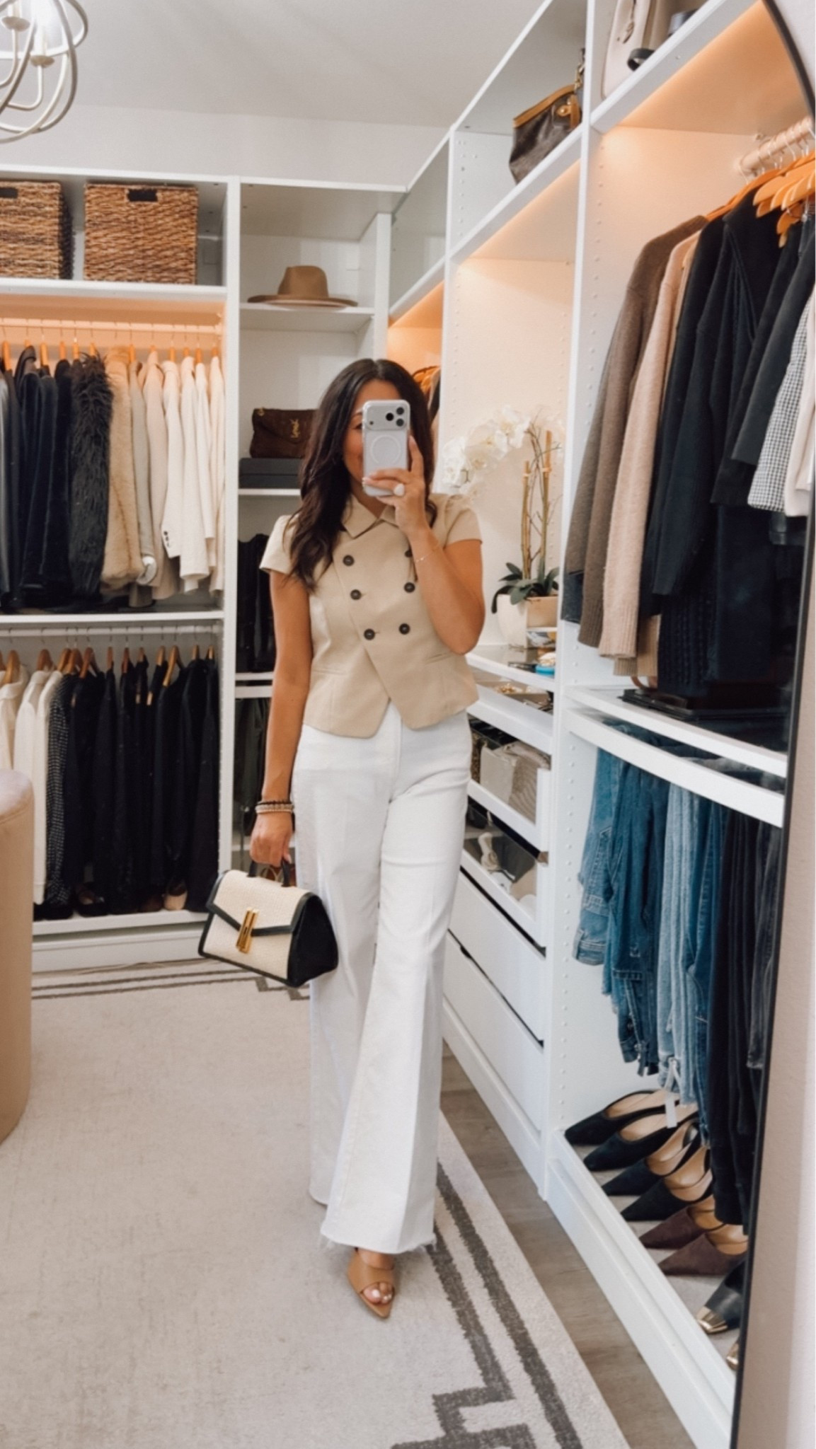 The quality of this top is a 12/10 - soft with a tailored fit. Wearing a medium 
My go-to white denim.. best sellers! - tts

#LTKootd #LTKOver40