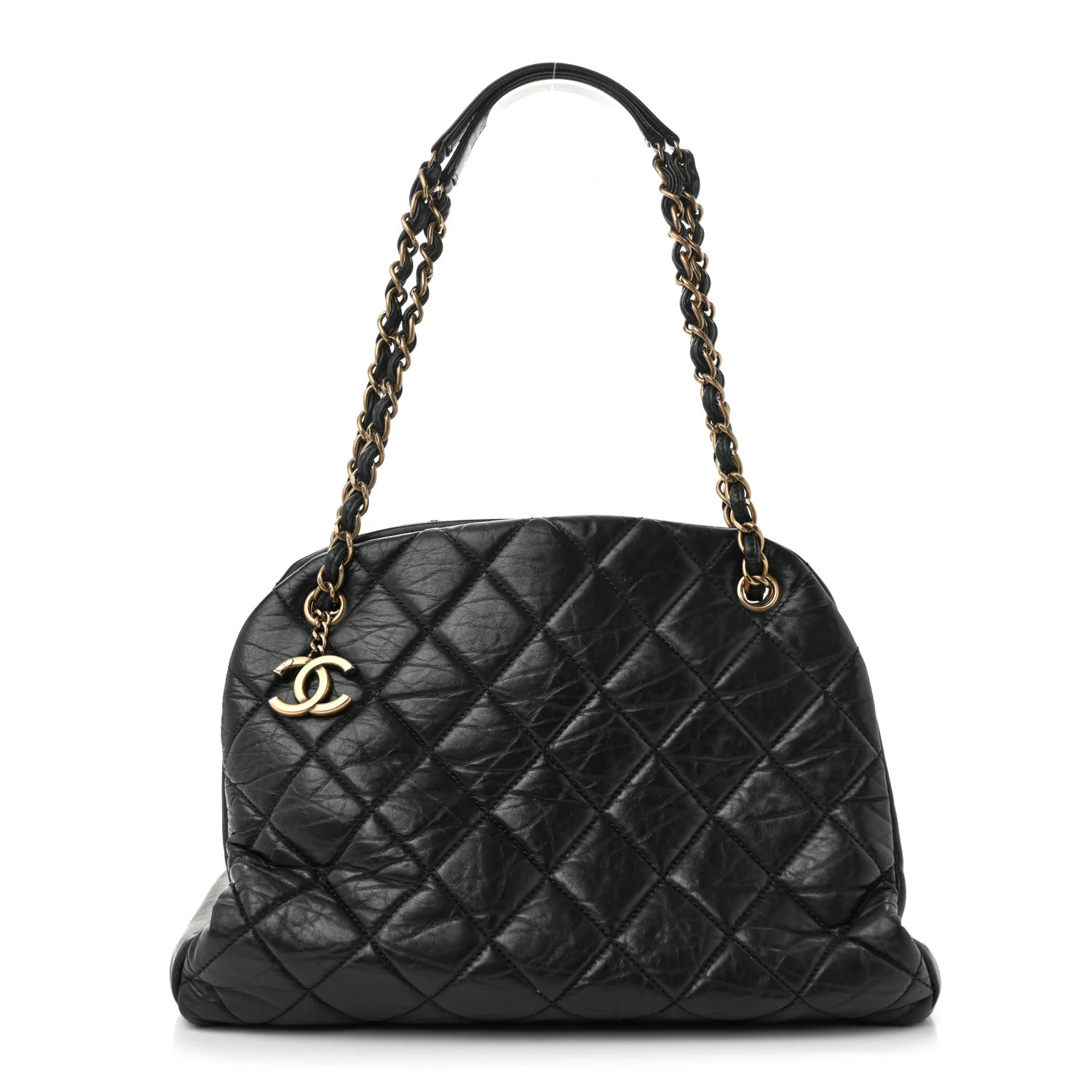 Chanel Aged Calfskin Large Just Mademoiselle Bowling Bag Black 1891376 | FASHIONPHILE (US)