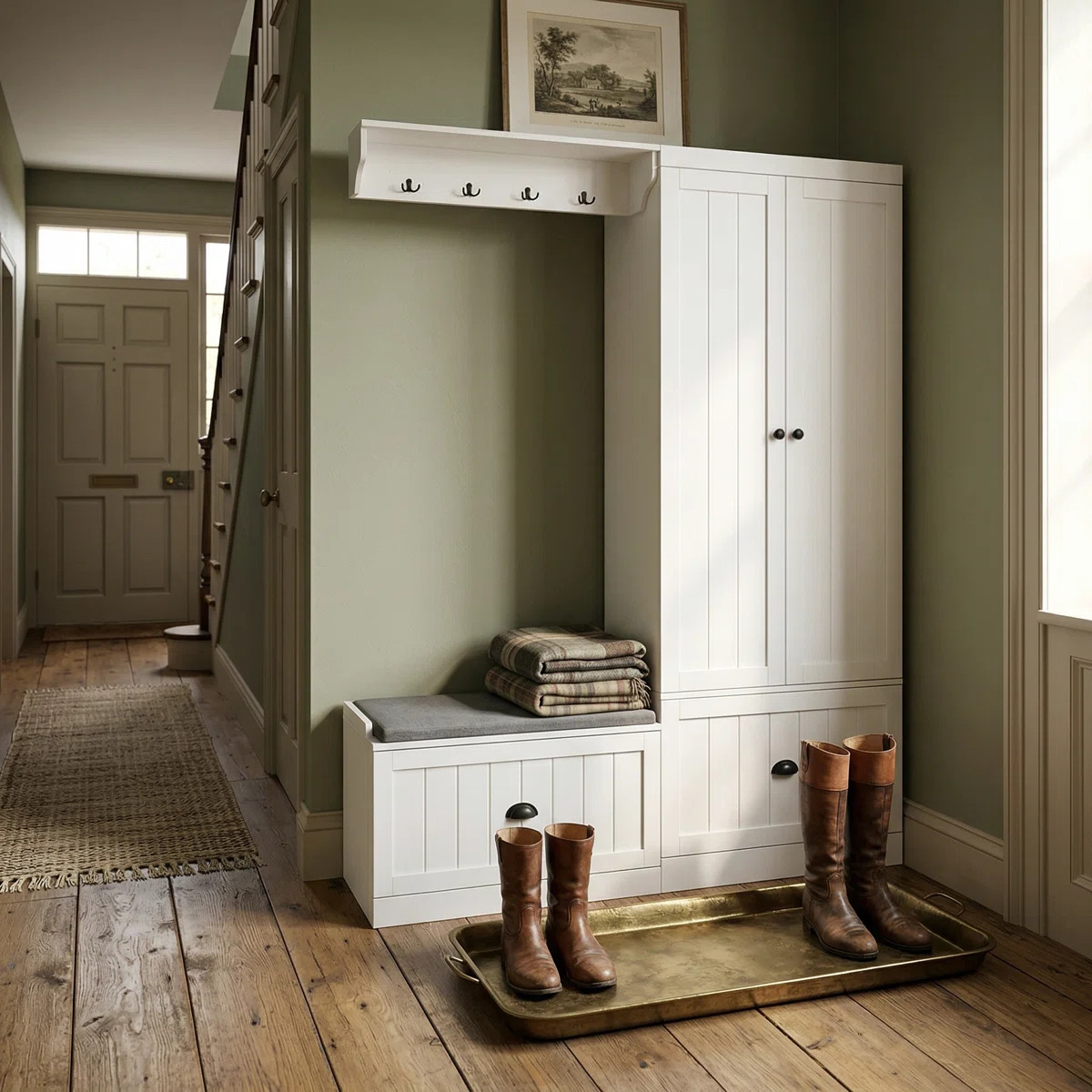 Amberjo Hall Tree 59.1'' Wide with Bench and Shoe Storage | Wayfair North America