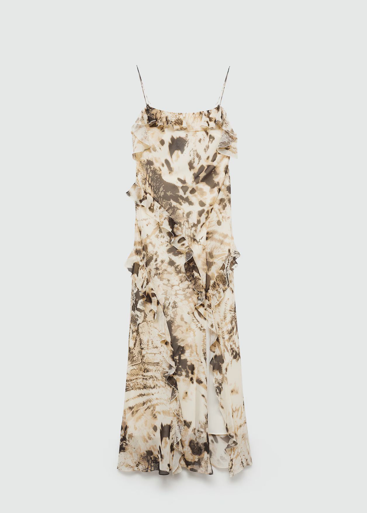 Animal-print ruffled dress - Woman | MANGO United Kingdom | MANGO (UK)