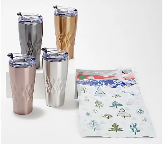 Primula Peak Set of 4 Insulated Tumblers with Gift Bags | QVC