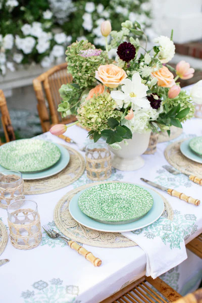 Celadon Poppy Tablecloth | Julia Amory