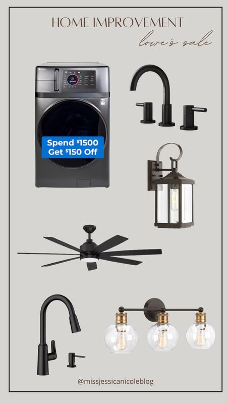 Home improvement sale at Lowe’s, outdoor lighting, ceiling fans, faucets, sink, washer dryer combo, vanity light 

#ad #lowespartner @lowes 

#LTKsalealert #LTKhome