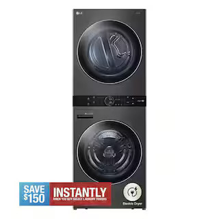 LG WashTower Stacked SMART Laundry Center 4.5 Cu.Ft. Front Load Washer & 7.4 Cu.Ft. Electric Drye... | The Home Depot