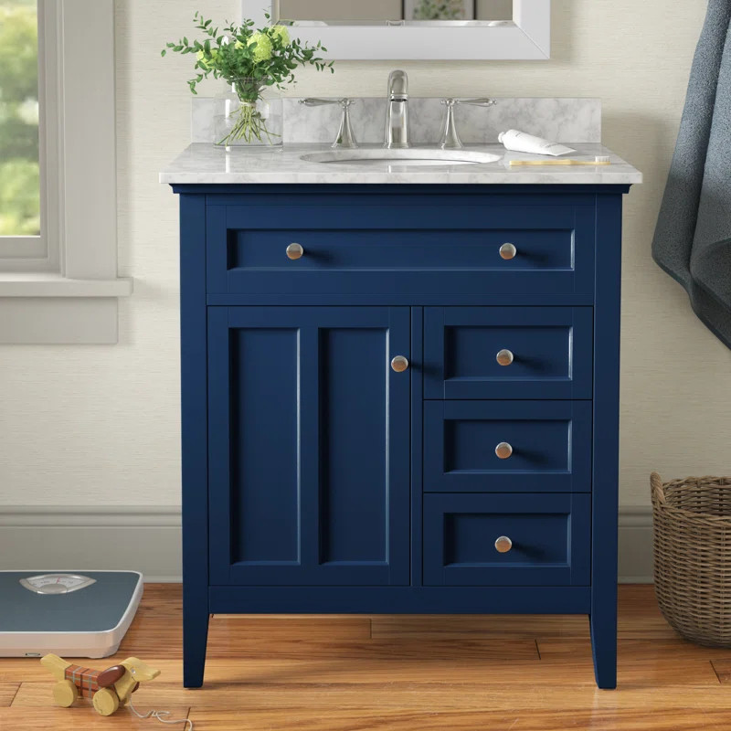 Waut 32'' Free-standing Single Bathroom Vanity with Polymarble Vanity Top | Wayfair North America