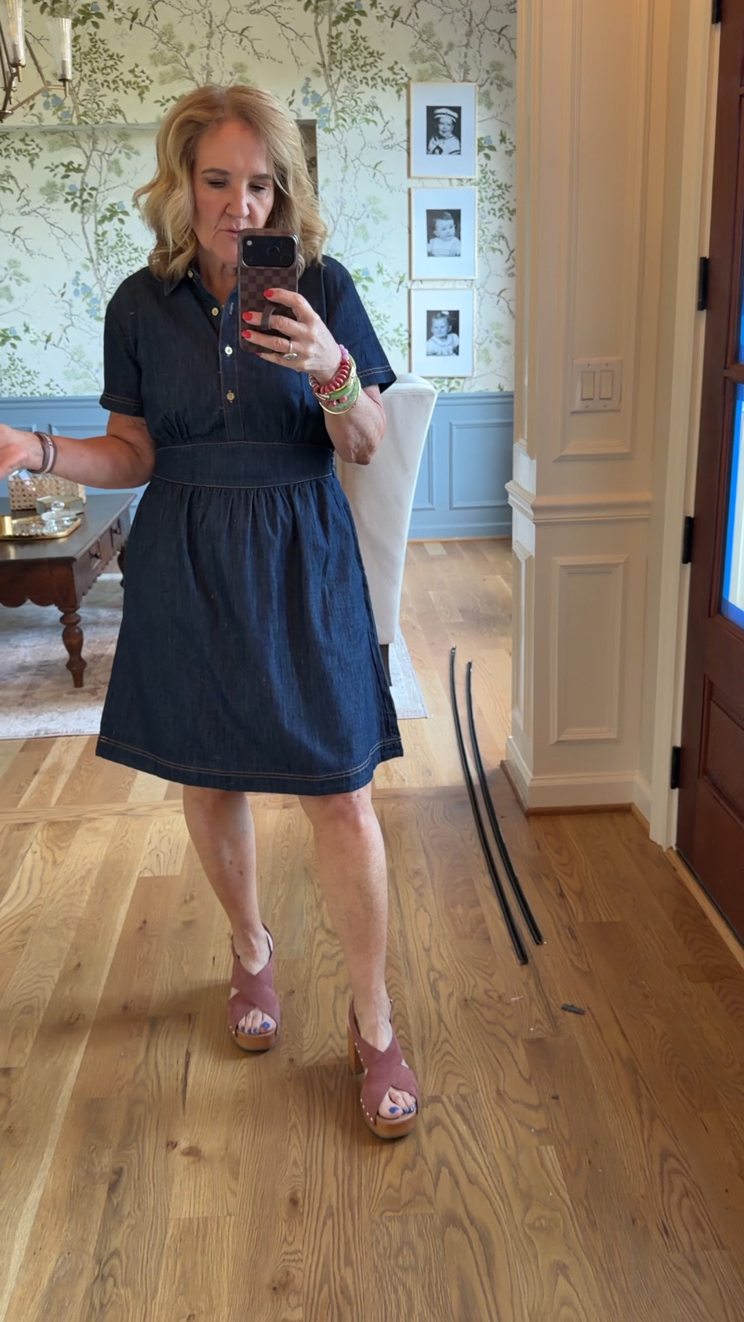 Dress size 8 petite. It’s a lightweight denim 
Bracelets code NANETTE20 20% off 
These shoes are so amazing! I’m usually a 9.5 and got the 9. No half sizes  

#LTKPetite #LTKOver40 #LTKSaleAlert