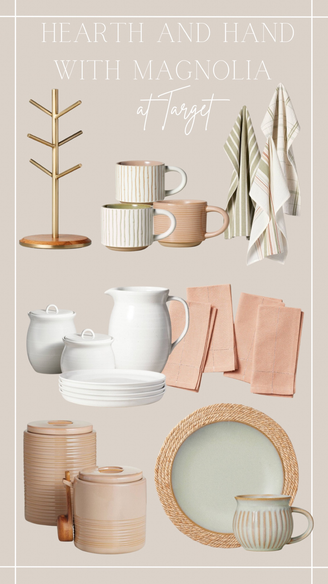 New spring collection from Hearth and Hand with Magnolia at Target.  Kitchen items, towels, mugs, plates and canisters 

#LTKhome