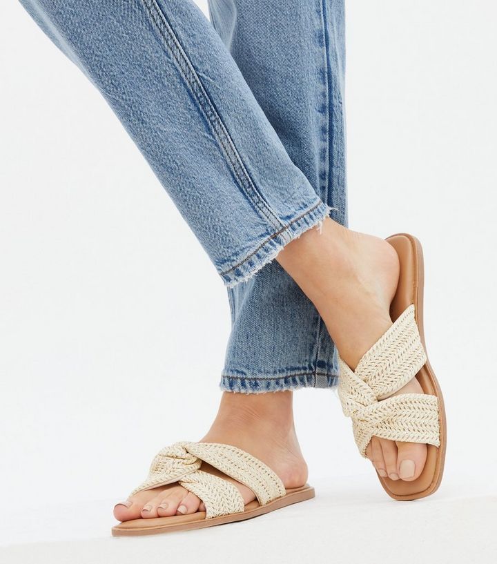 Wide Fit Off White Woven Knot Sliders
						
						Add to Saved Items
						Remove from Saved Ite... | New Look (UK)