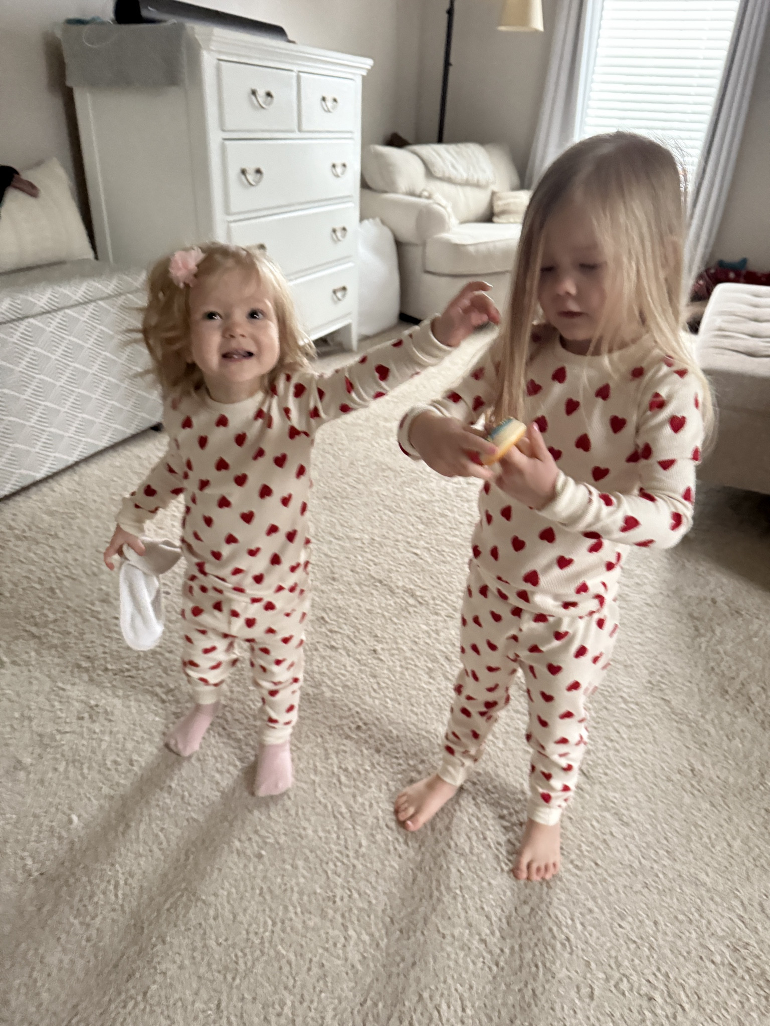 Cutest little toddler Valentine’s Day pajamas! My girls wear these year round and my older one loves that she matches her little sister. 🥰 These are a second set because they grew out of their first ones. Sizing runs very true and generous.

#LTKSeasonal #LTKBaby #LTKKids