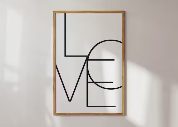 Love Print, Scandinavian Modern, Printable Modern wall Art, Modern Minimalist Decor, Black & Whit... | Etsy (US)