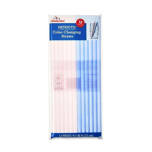 Patriotic Color-Changing Straws, 12 Count, by Way To Celebrate | Walmart (US)