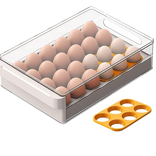 vacane Egg Storage Container for Refrigerator BPA Free Refrigerator Organizer Bins,Stackable Egg Holder for Refrigerator,24 Egg Tray,Clear Egg Drawer | Amazon (US)
