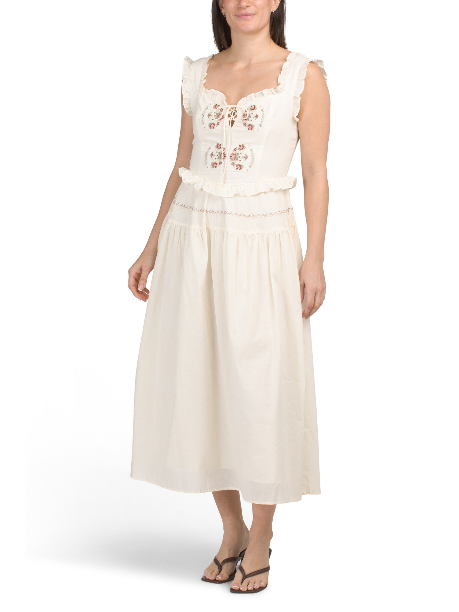 Cotton Blend Embroidered Midi Dress | Casual Dresses  | Marshalls | Marshalls