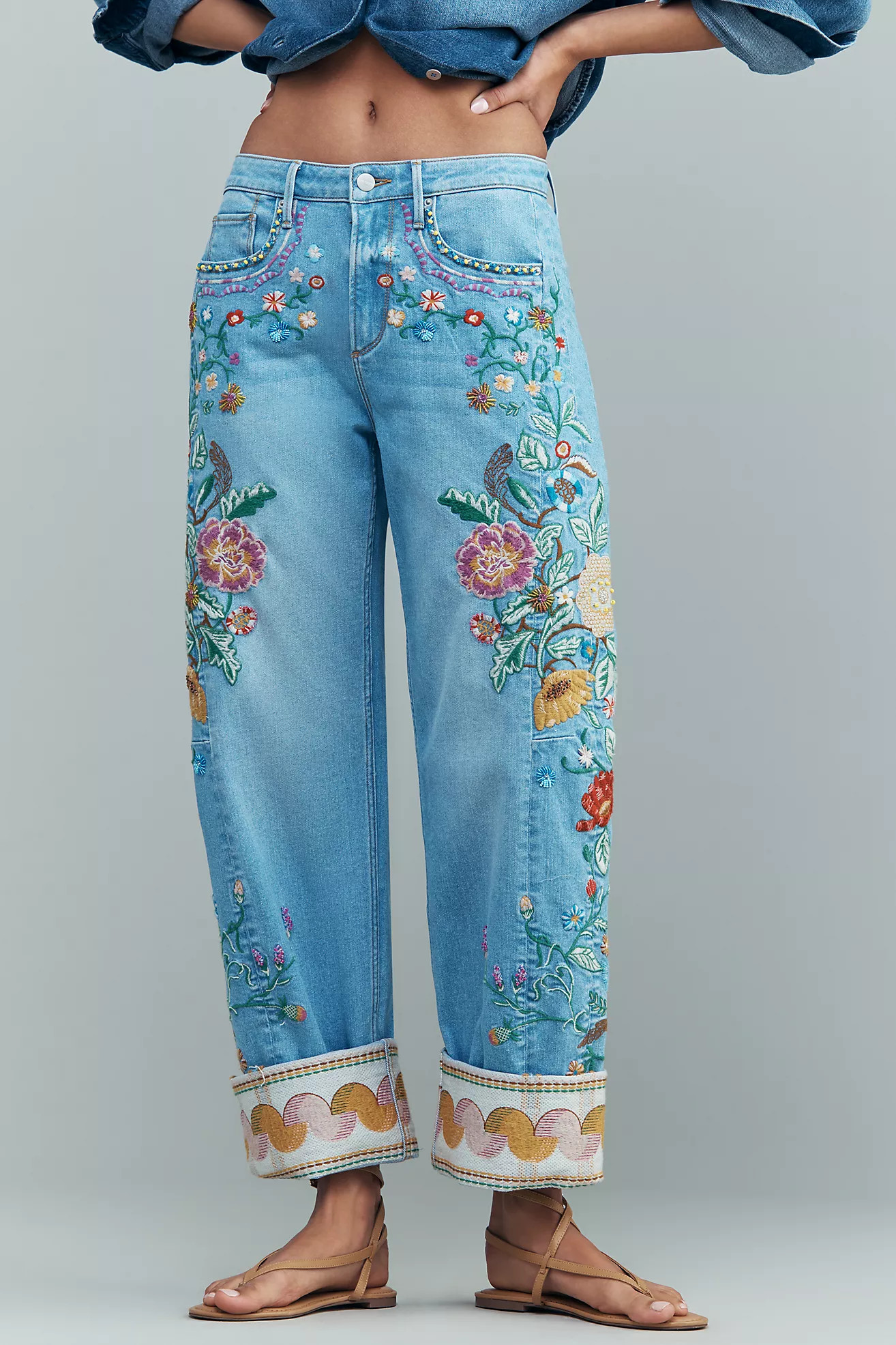 Driftwood High-Rise Cuffed Barrel Jeans | Anthropologie (US)