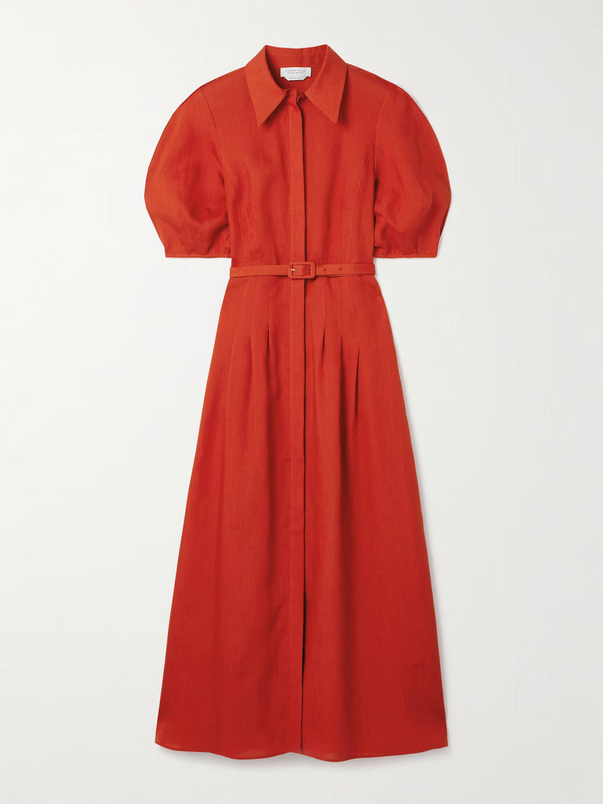 Gabriela Hearst - Maude Belted Linen Midi Shirt Dress - Orange | NET-A-PORTER (US)
