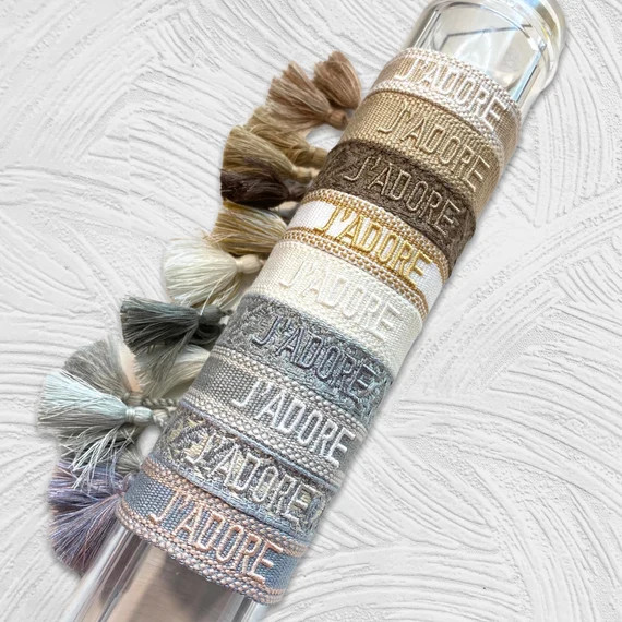 J’ADORE Woven Cotton Bracelet Threaded Bracelet Embroidered Bracelet Embroidered Woven Bracelet... | Etsy (US)