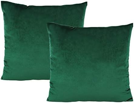 Emerald Green Throw Pillow Covers Velvet Decorative Christmas Dark Green Outdoor Cushion Cases Cozy  | Amazon (US)