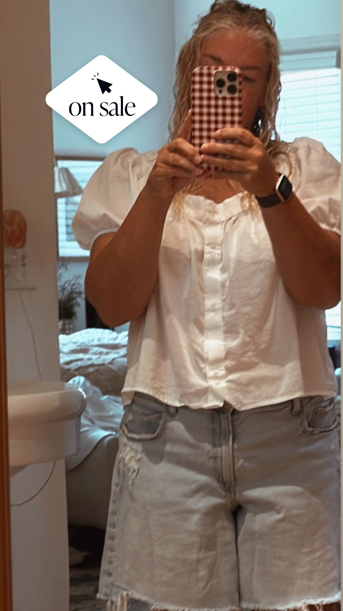 This white blouse I’ve been wearing on repeat all summer is on sale for $14!!! #whiteblouse #whiteanddenim

#LTKootd #LTKSaleAlert #LTKOver40